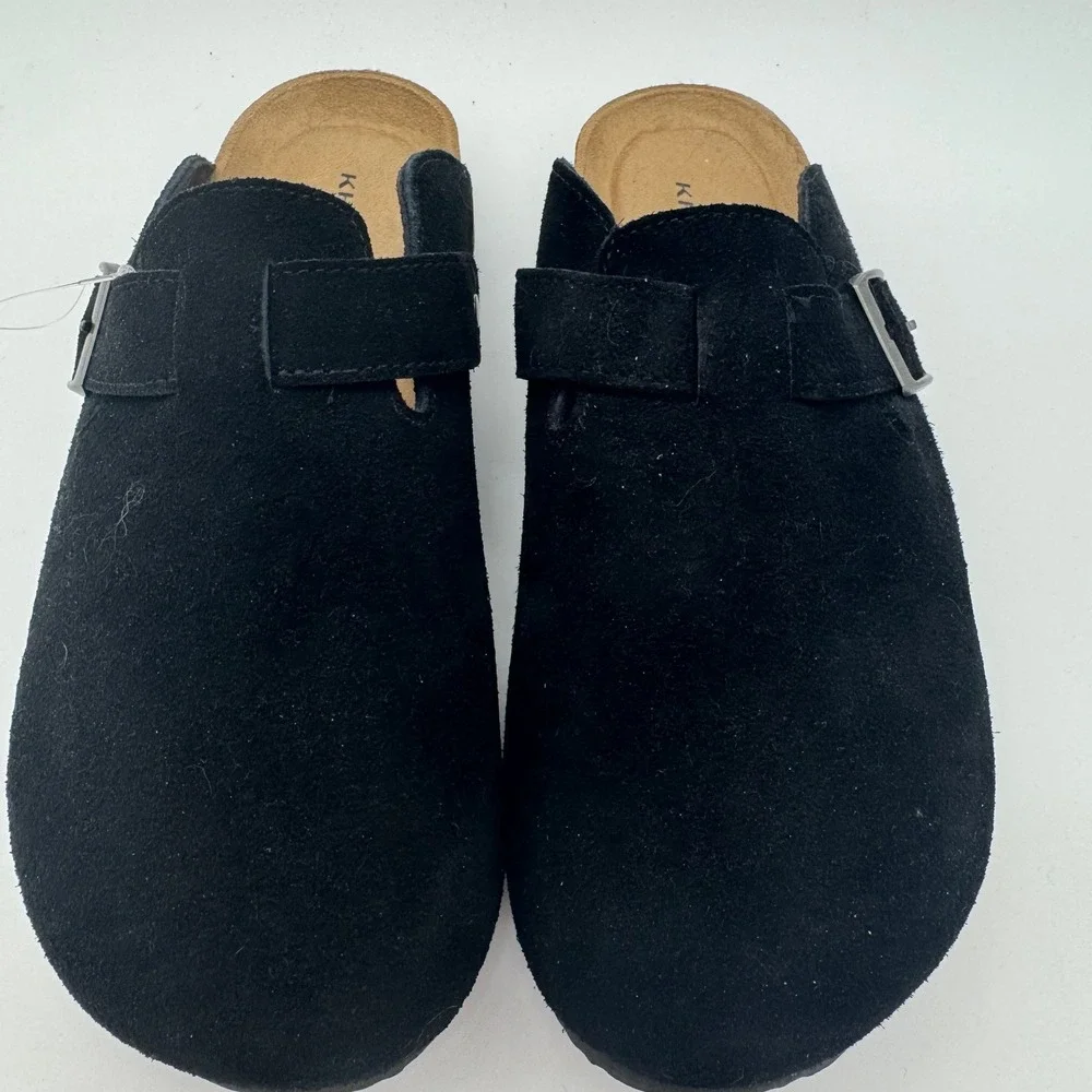 Khombu Damian Mens Mule Black Suede Clog Buckle Slip On Shoes Size‎ NEW